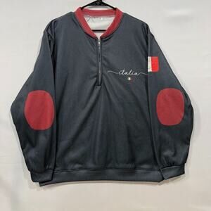 Italia Men’s L Black‎ Red 1/4 Zip Elbow Patch Sweatshirt Pullover